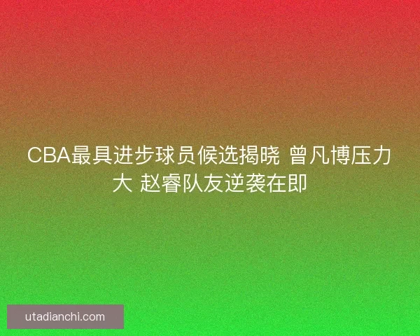 CBA最具进步球员候选揭晓 曾凡博压力大 赵睿队友逆袭在即
