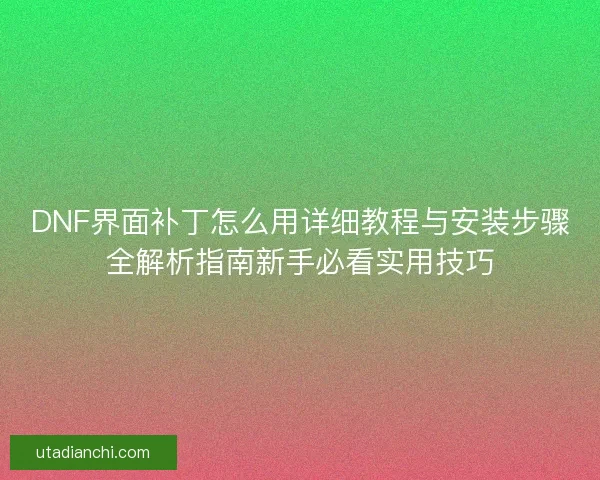 DNF界面补丁怎么用详细教程与安装步骤全解析指南新手必看实用技巧