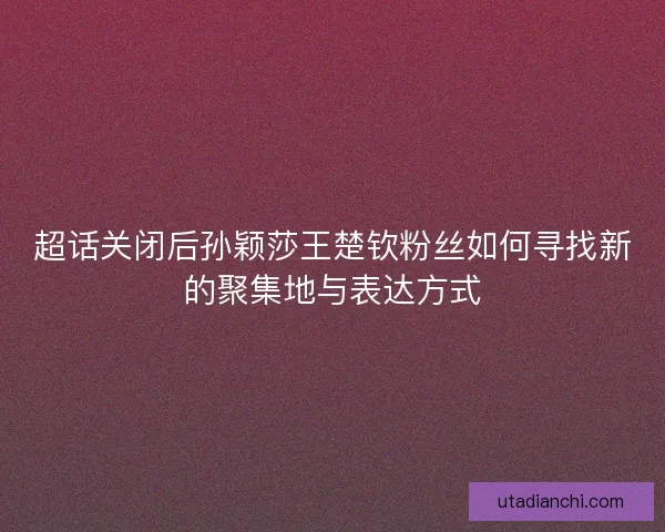 超话关闭后孙颖莎王楚钦粉丝如何寻找新的聚集地与表达方式